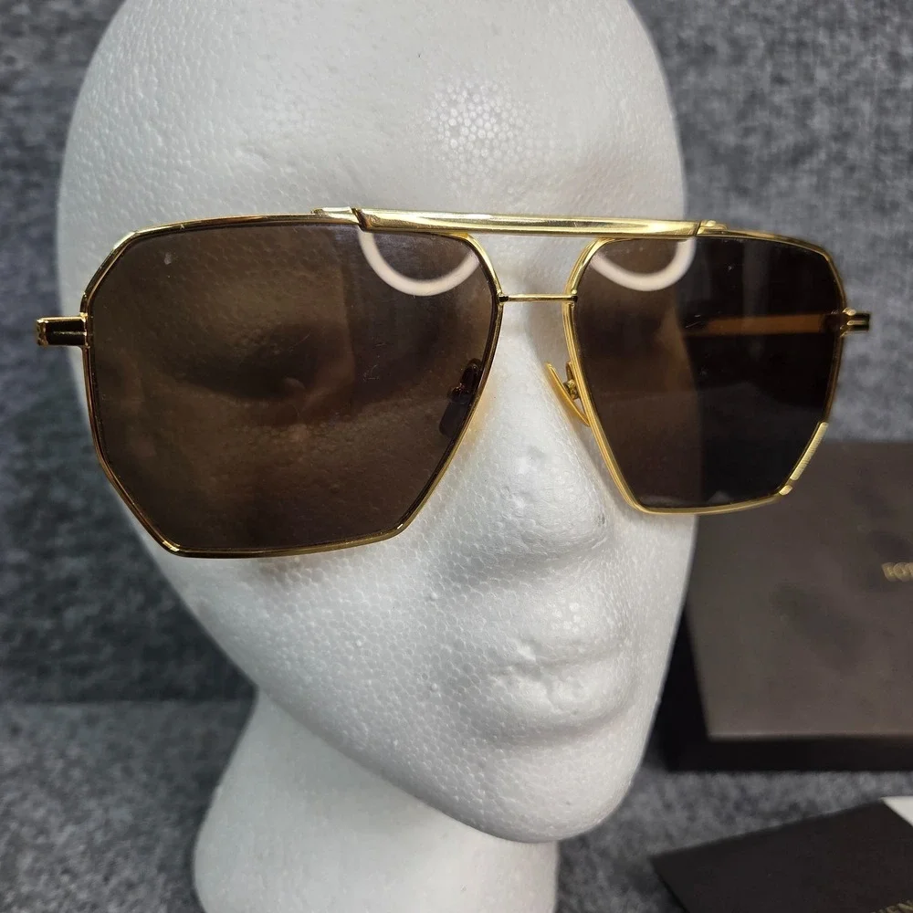 Bottega Veneta Square Sunglasses BV1012S 003 Gold 60 13 145 Made in Italy